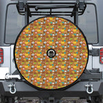 Colorful Cartoon Baby Bear Pattern Print Tire Cover With Camera Hole