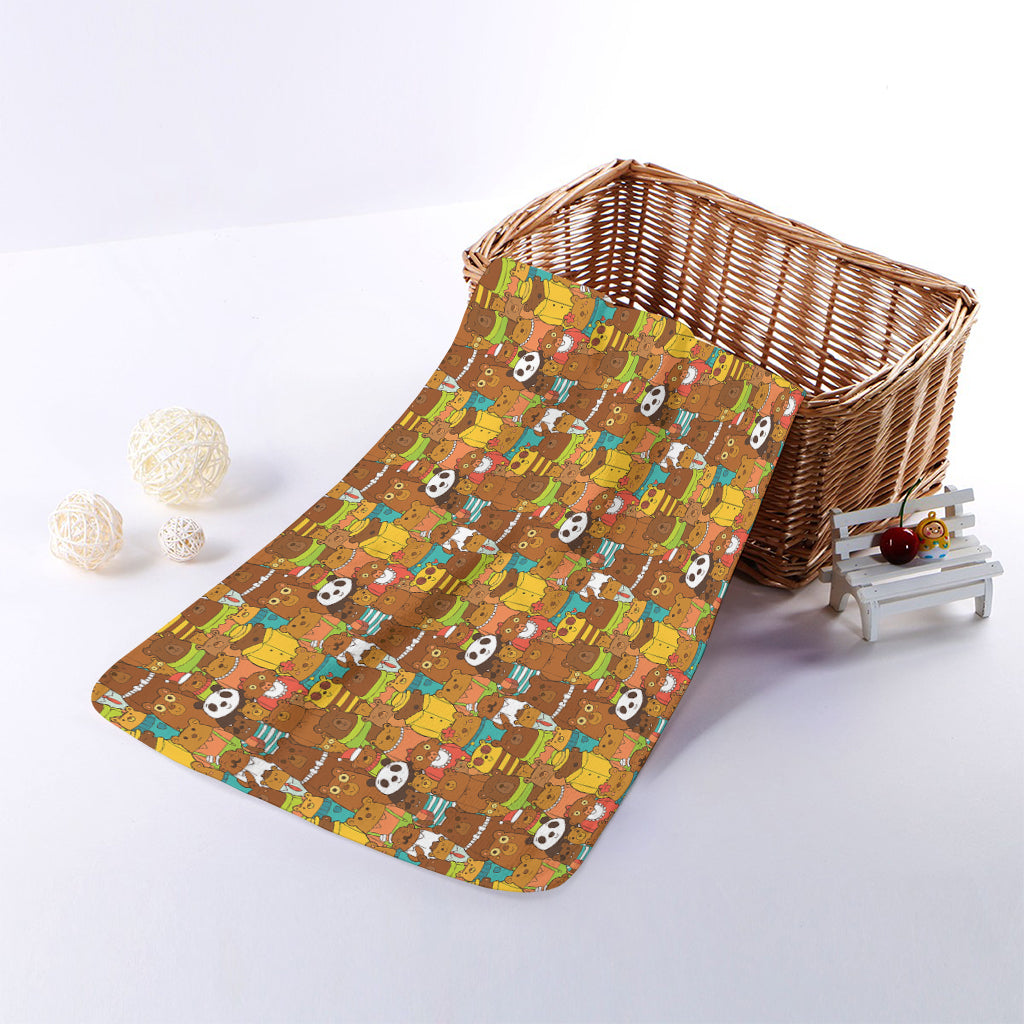 Colorful Cartoon Baby Bear Pattern Print Towel