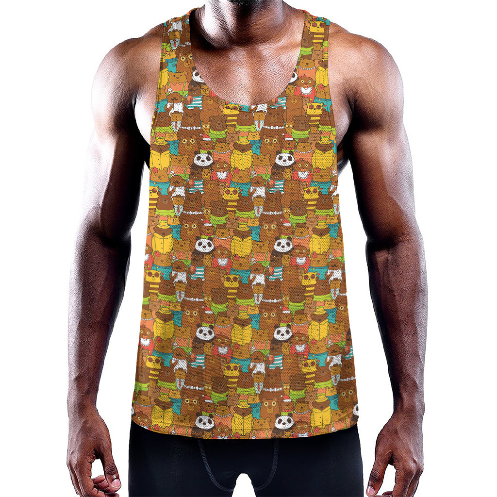 Colorful Cartoon Baby Bear Pattern Print Training Tank Top