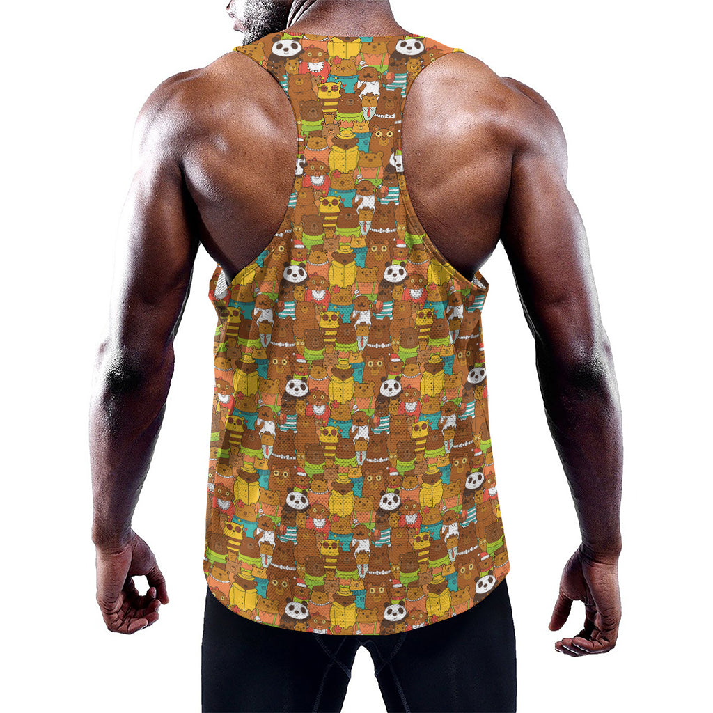 Colorful Cartoon Baby Bear Pattern Print Training Tank Top