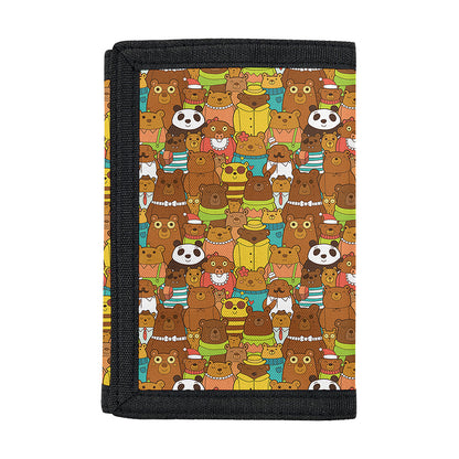 Colorful Cartoon Baby Bear Pattern Print Trifold Wallet