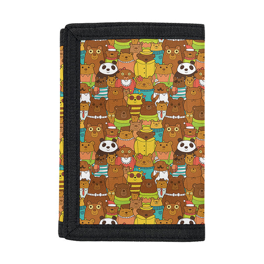 Colorful Cartoon Baby Bear Pattern Print Trifold Wallet