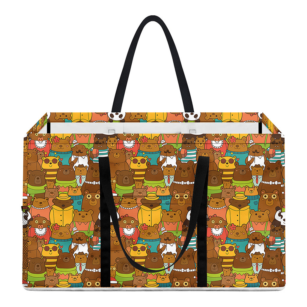 Colorful Cartoon Baby Bear Pattern Print Utility Tote Bag
