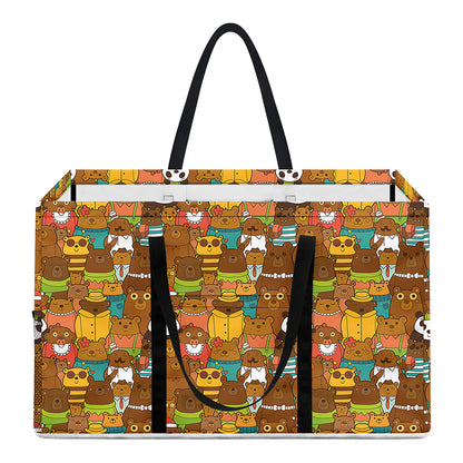 Colorful Cartoon Baby Bear Pattern Print Utility Tote Bag
