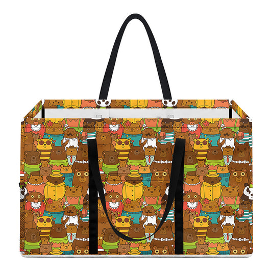 Colorful Cartoon Baby Bear Pattern Print Utility Tote Bag