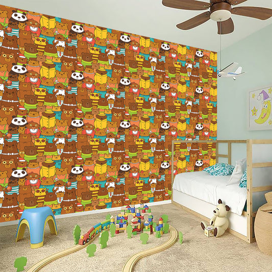 Colorful Cartoon Baby Bear Pattern Print Wall Sticker