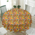 Colorful Cartoon Baby Bear Pattern Print Waterproof Round Tablecloth