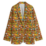 Colorful Cartoon Baby Bear Pattern Print Women's Blazer