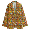 Colorful Cartoon Baby Bear Pattern Print Women's Cotton Blazer