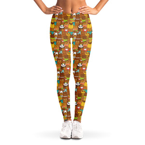 Colorful Cartoon Baby Bear Pattern Print Women's Leggings