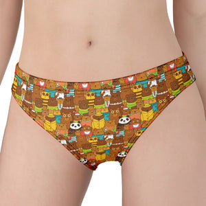 Colorful Cartoon Baby Bear Pattern Print Women's Panties