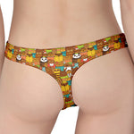 Colorful Cartoon Baby Bear Pattern Print Women's Thong