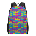 Colorful Cassette Tape Print 17 Inch Backpack