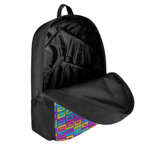 Colorful Cassette Tape Print 17 Inch Backpack