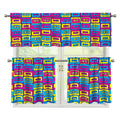 Colorful Cassette Tape Print 3 Piece Kitchen Curtains