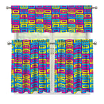 Colorful Cassette Tape Print 3 Piece Kitchen Curtains