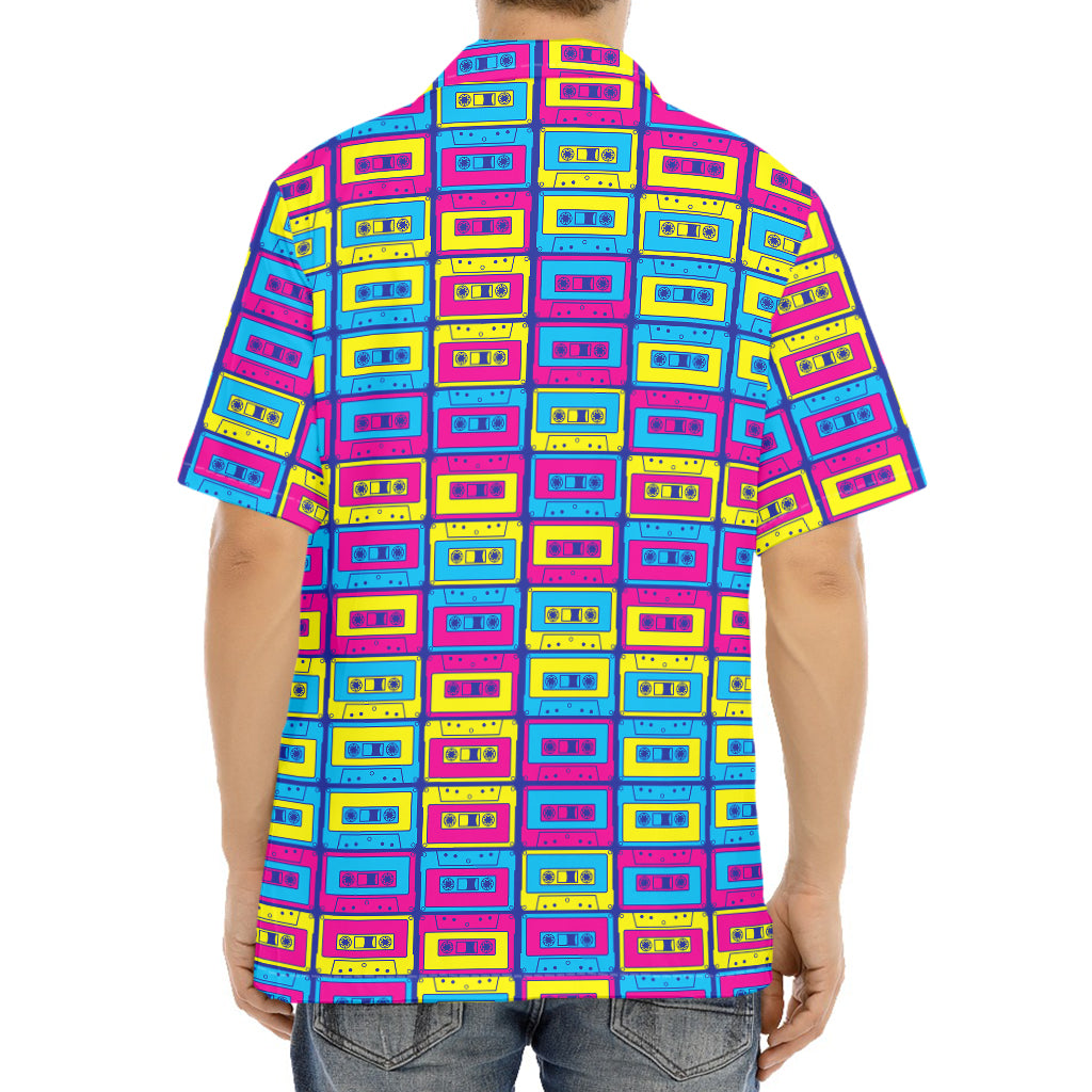 Colorful Cassette Tape Print Aloha Shirt