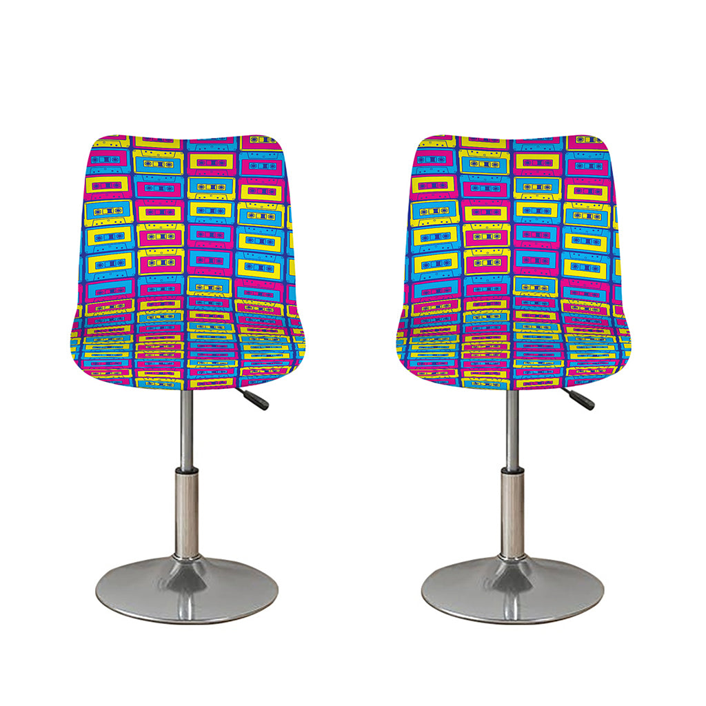 Colorful Cassette Tape Print Bar Stool Covers