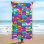 Colorful Cassette Tape Print Beach Towel