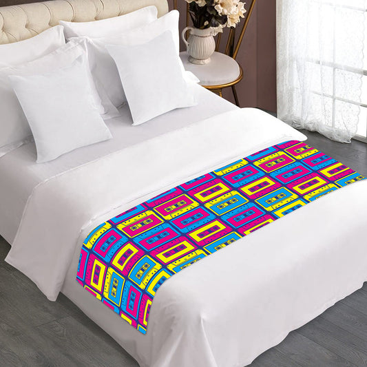 Colorful Cassette Tape Print Bed Runner