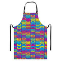 Colorful Cassette Tape Print Bib Apron With Pocket