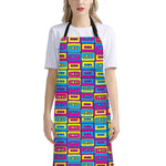 Colorful Cassette Tape Print Bib Apron With Pocket