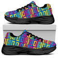 Colorful Cassette Tape Print Black Chunky Shoes
