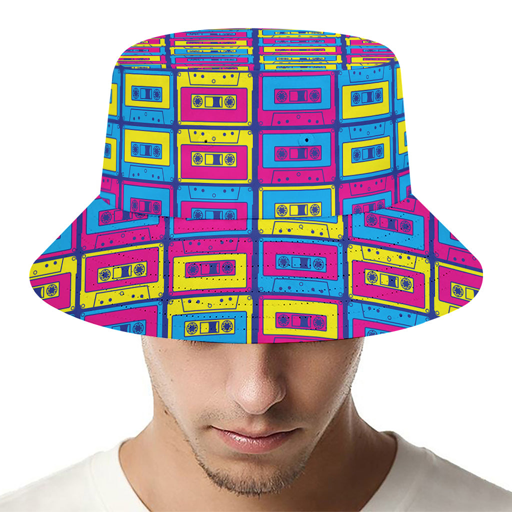 Colorful Cassette Tape Print Bucket Hat