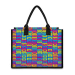 Colorful Cassette Tape Print Canvas Tote Bag