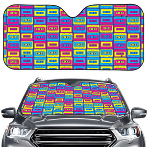 Colorful Cassette Tape Print Car Windshield Sun Shade