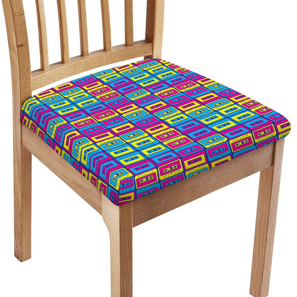 Colorful Cassette Tape Print Chair Cushion Cover