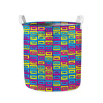 Colorful Cassette Tape Print Collapsible Laundry Basket