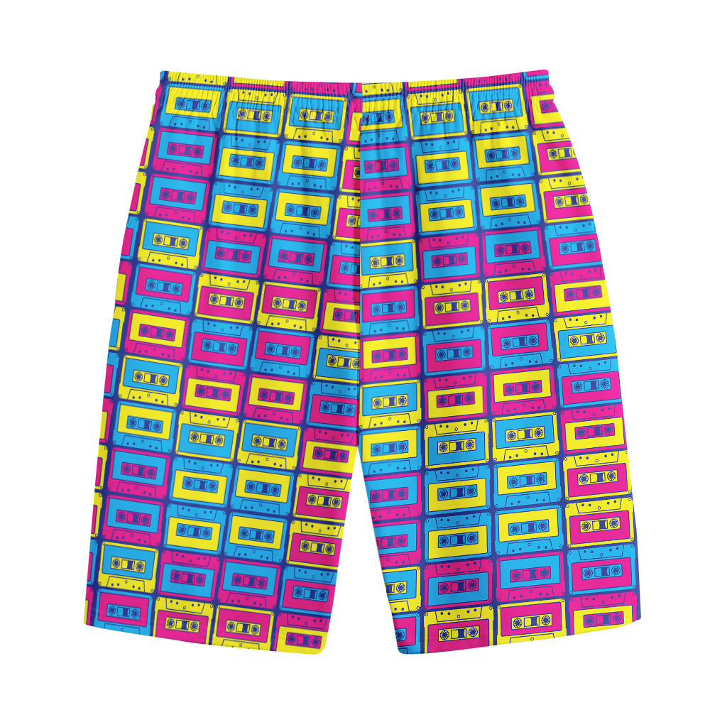 Colorful Cassette Tape Print Cotton Shorts