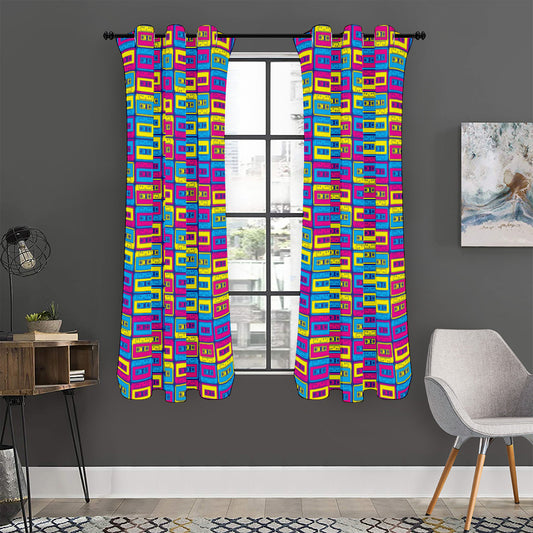Colorful Cassette Tape Print Curtain