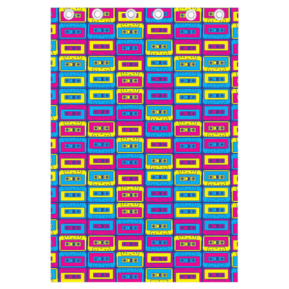Colorful Cassette Tape Print Curtain