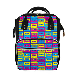 Colorful Cassette Tape Print Diaper Bag