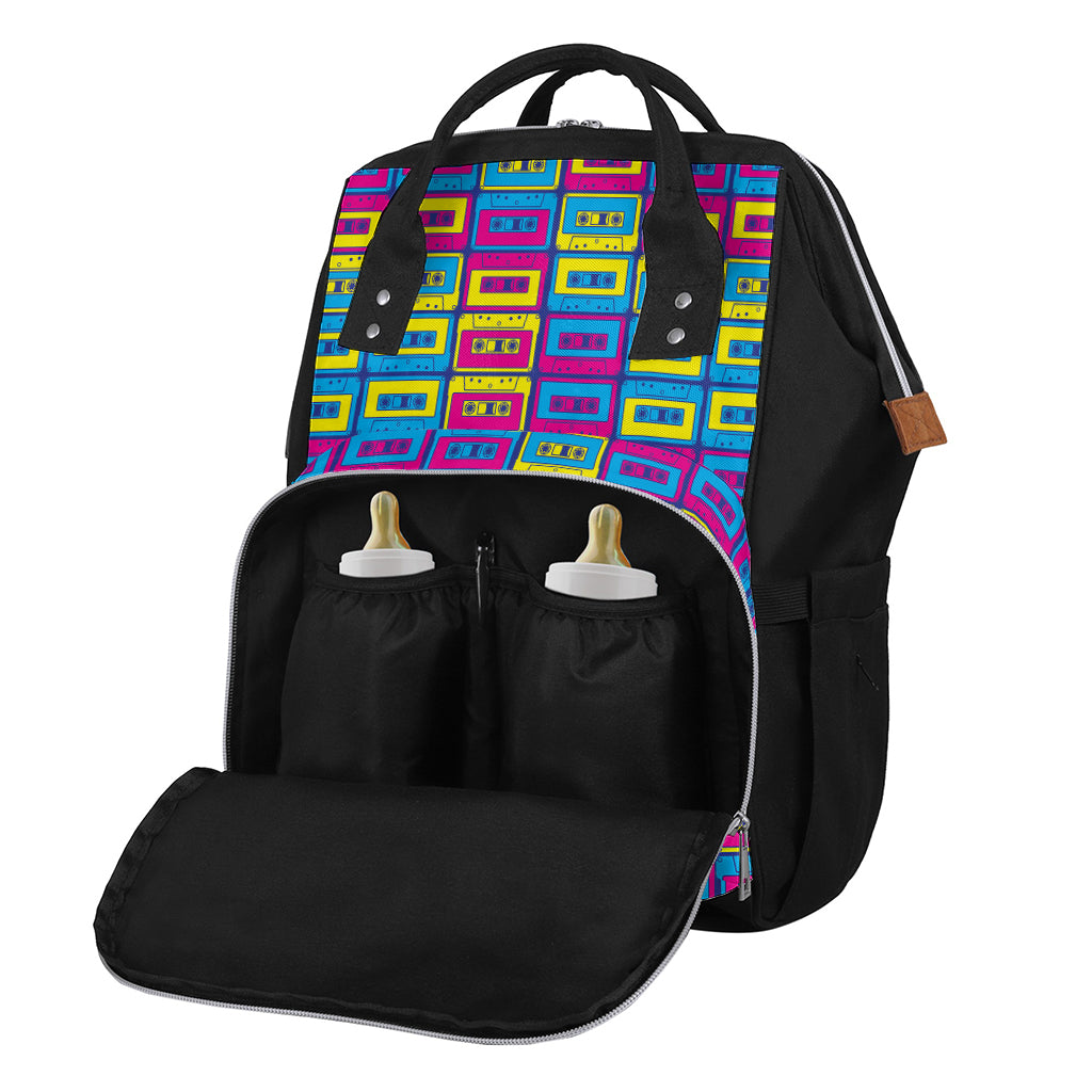 Colorful Cassette Tape Print Diaper Bag