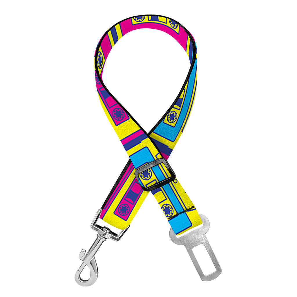 Colorful Cassette Tape Print Dog Seat Belt