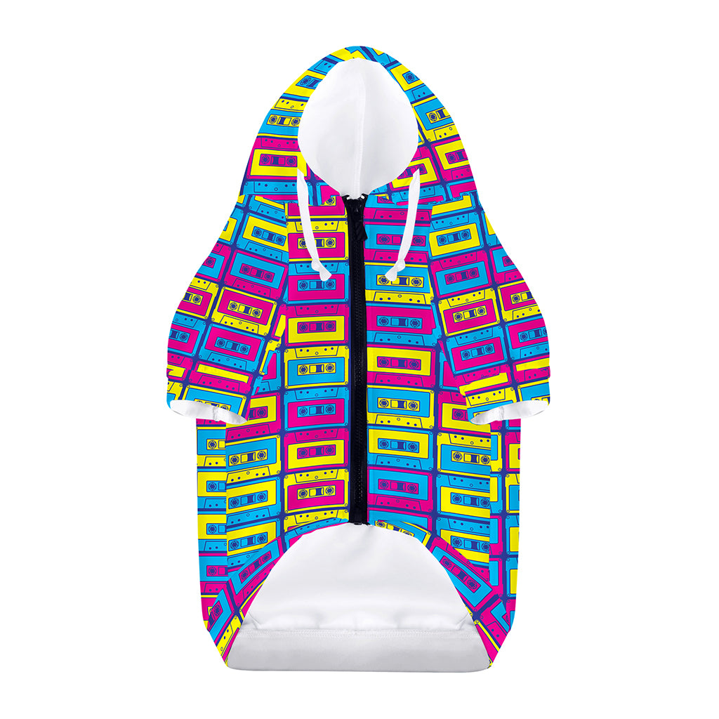 Colorful Cassette Tape Print Dog Zip Up Hoodie