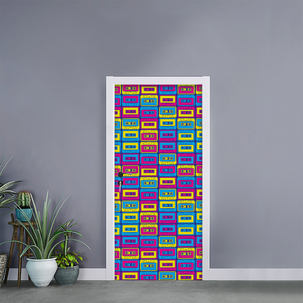 Colorful Cassette Tape Print Door Sticker