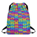 Colorful Cassette Tape Print Drawstring Backpack