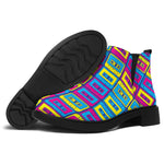 Colorful Cassette Tape Print Flat Ankle Boots