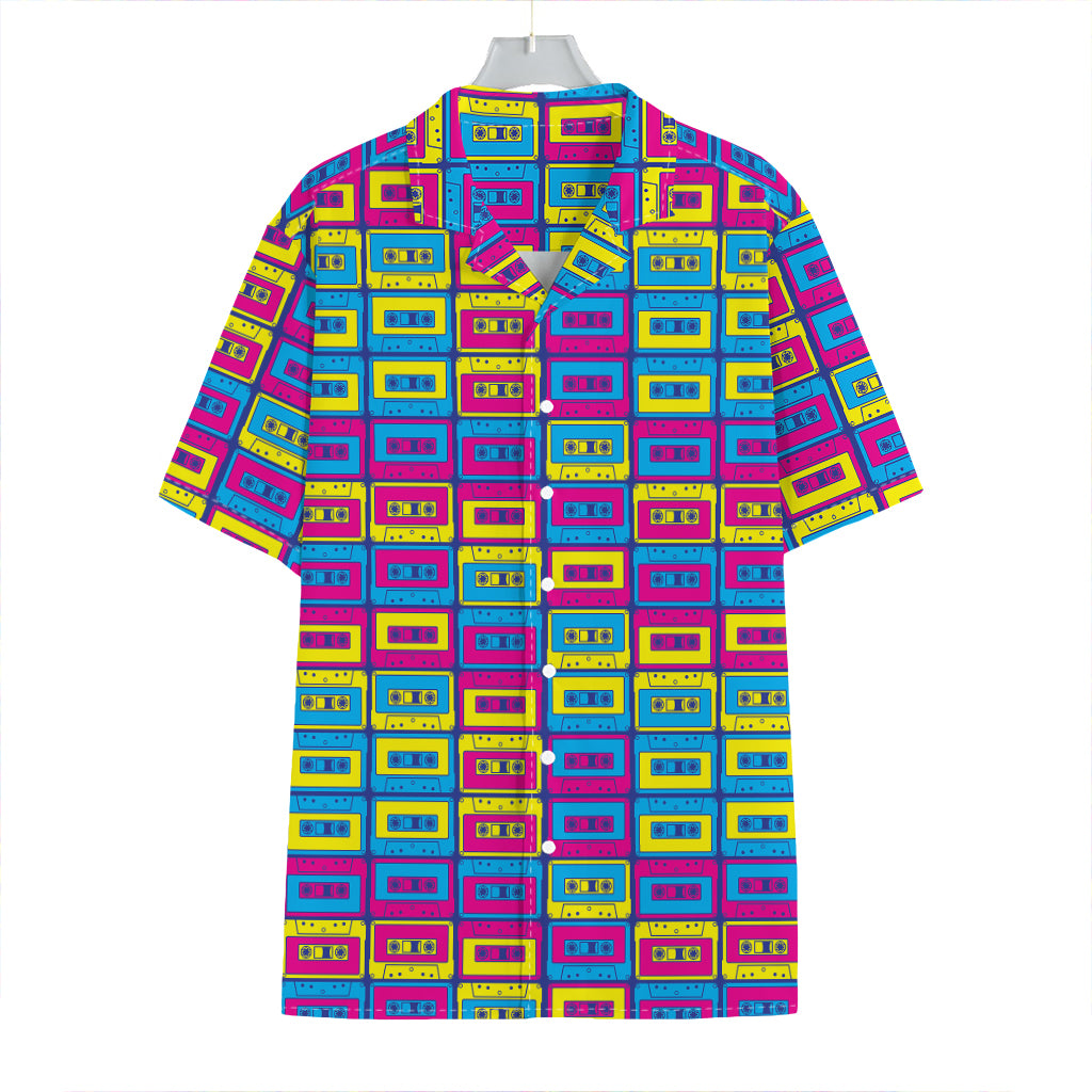 Colorful Cassette Tape Print Hawaiian Shirt