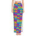 Colorful Cassette Tape Print High Slit Maxi Skirt