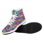 Colorful Cassette Tape Print High Top Leather Sneakers