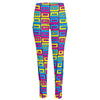 Colorful Cassette Tape Print High-Waisted Pocket Leggings