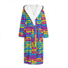 Colorful Cassette Tape Print Hooded Bathrobe