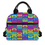 Colorful Cassette Tape Print Insulated Lunch Bag