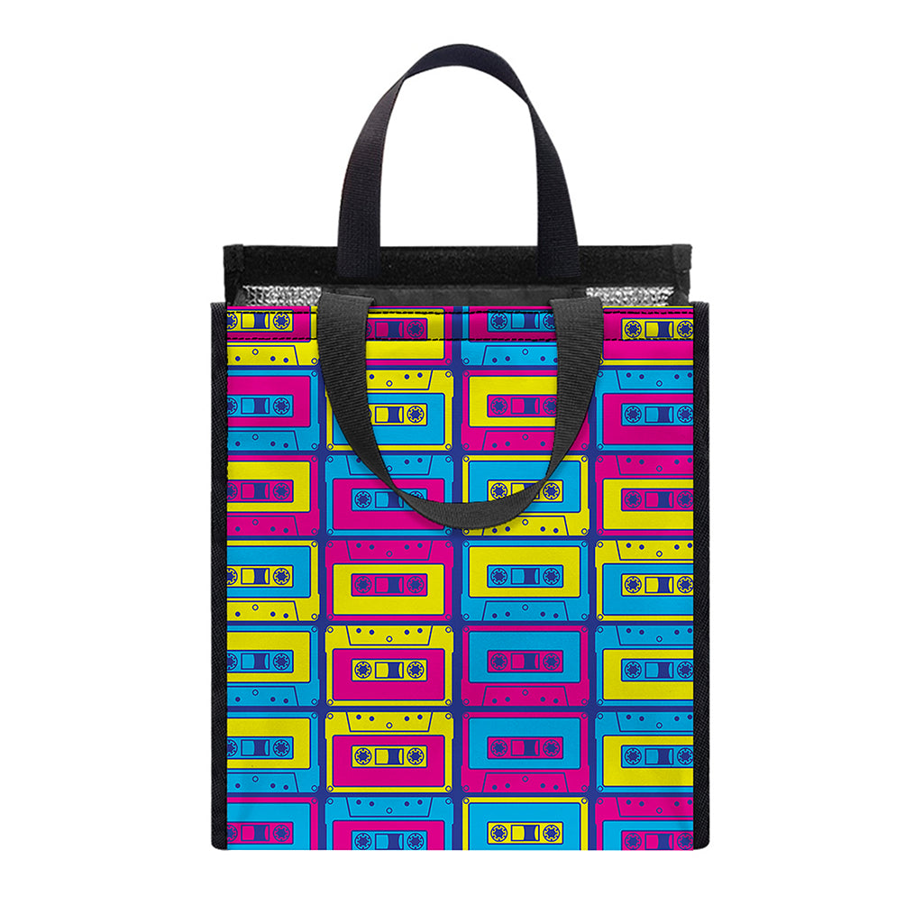Colorful Cassette Tape Print Insulated Lunch Tote