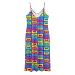 Colorful Cassette Tape Print Jersey Midi Cami Dress